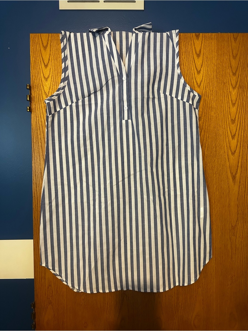 Sleeveless Blue and White Striped Women's Dress